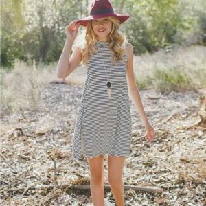 Everly Mock Neck Black and White Striped Dress
